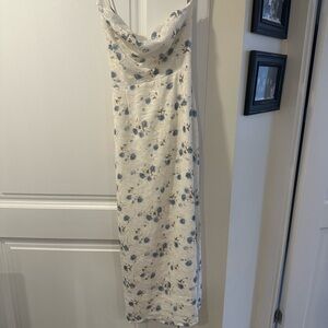Floral White and Blue Women's Dress